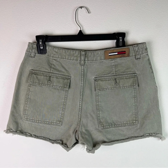 Tommy Hilfiger Denim Jean Shorts (8) Green/Beige Color, Embroidered Patch - Picture 1 of 8